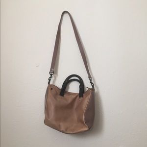 Tan and black cross body bag